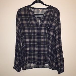 Sheer Blue Plaid Joie Blouse